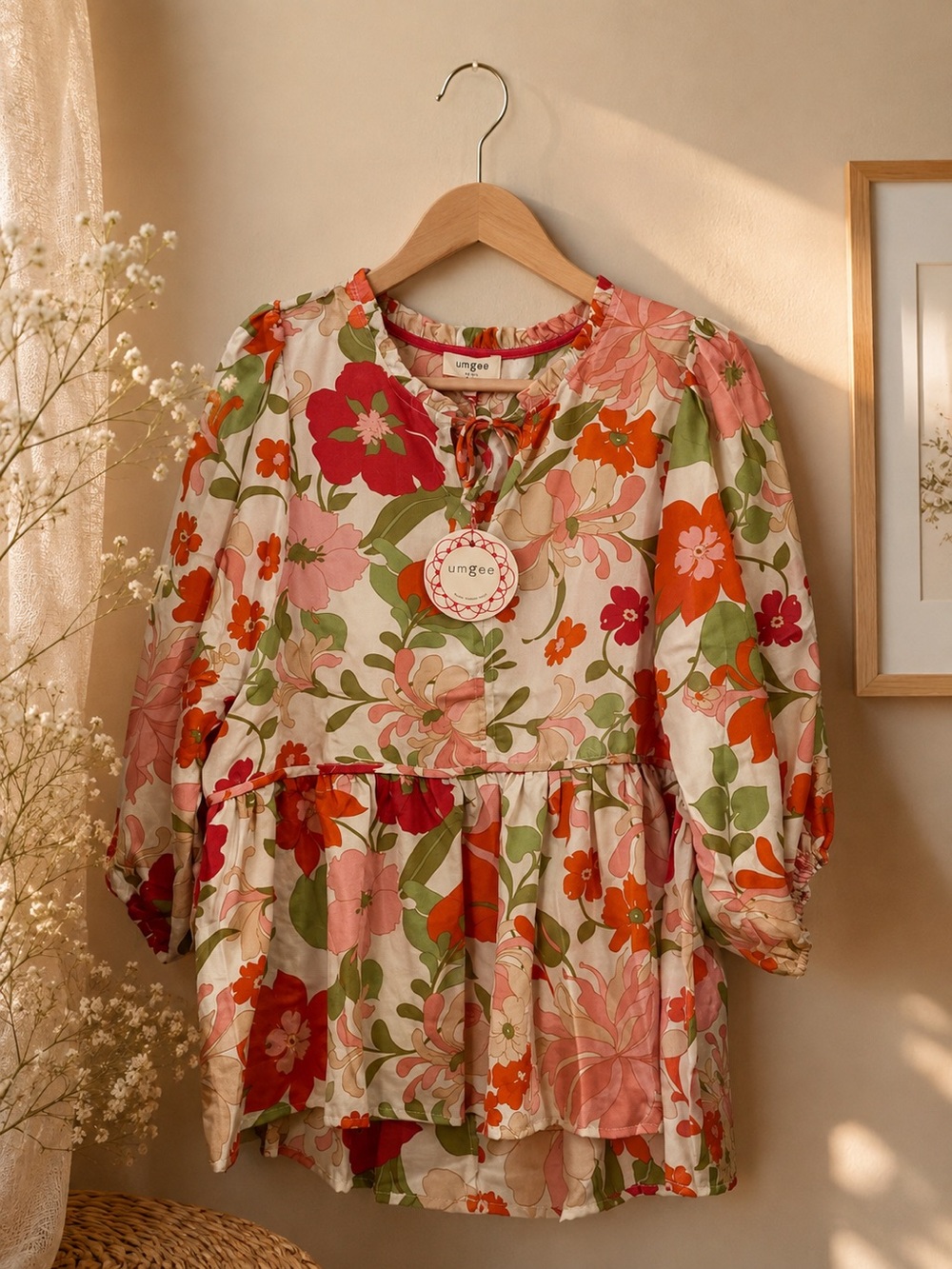Umgee ladies Floral Top in Pink, Red, Orange & Green